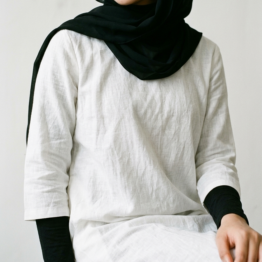 Long Cotton Linen Inner in Pure White
