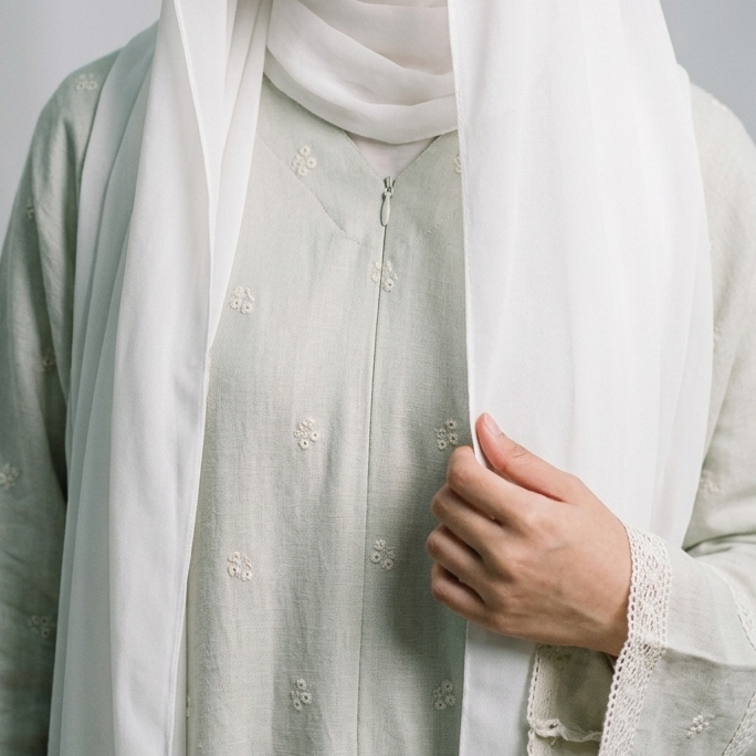 (Misty) Linen Abaya in Sage
