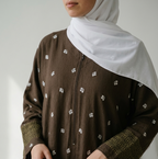 (Misty) Linen Abaya in Dark Brown