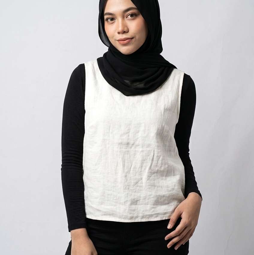 Cotton Linen Inner Top in Pure White