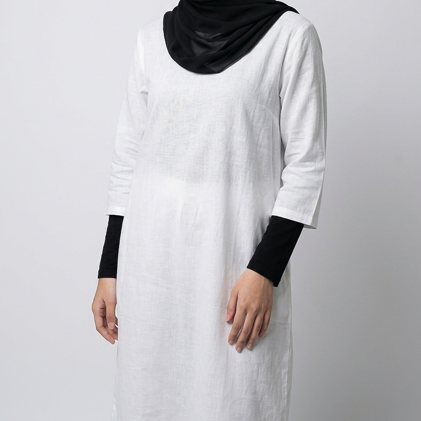 Long Cotton Linen Inner in Pure White