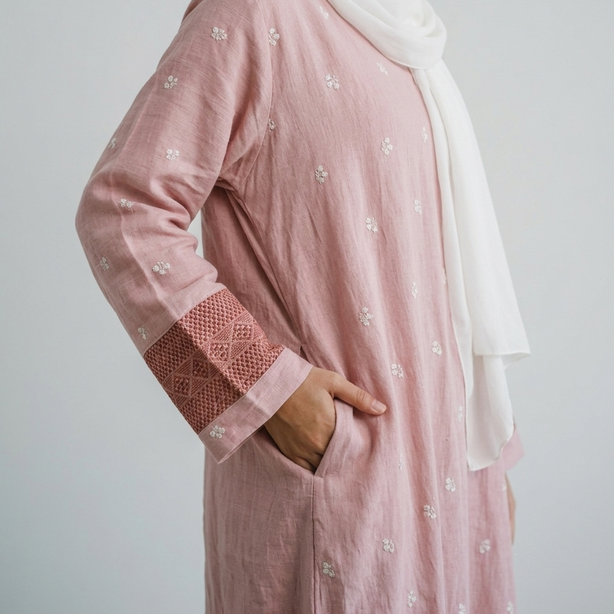 (Misty) Linen Abaya in Rose