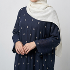 (Misty) Linen Abaya in Navy Blue