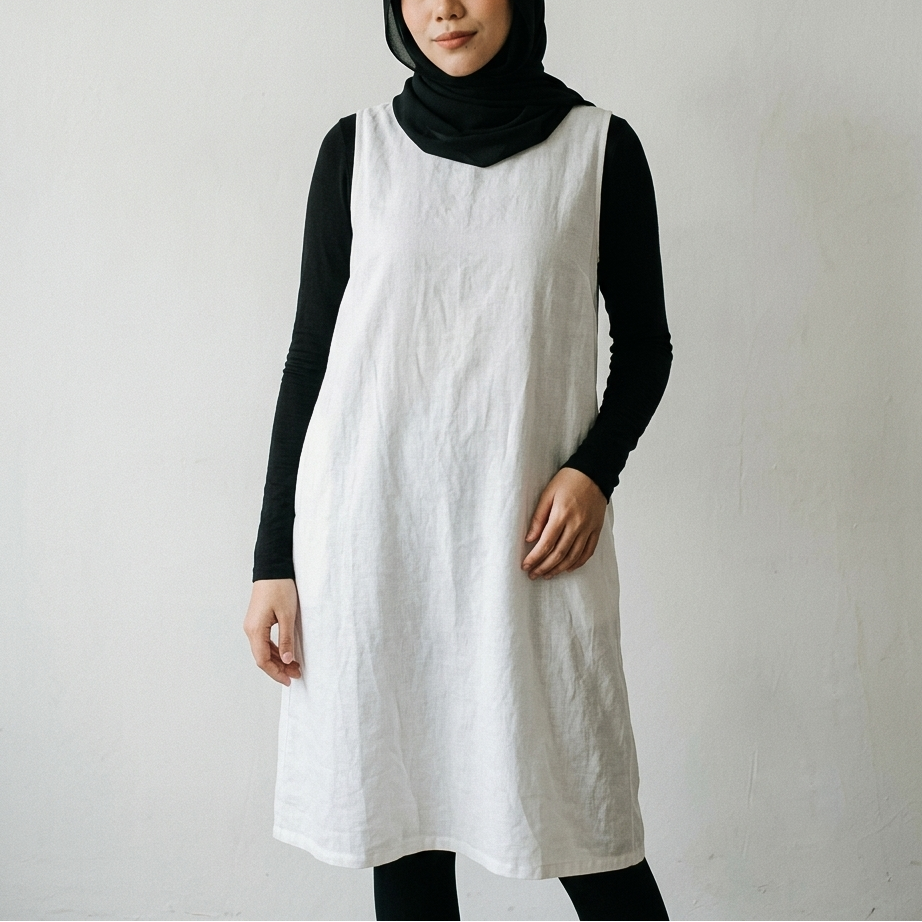 Long Cotton Linen Inner in Pure White