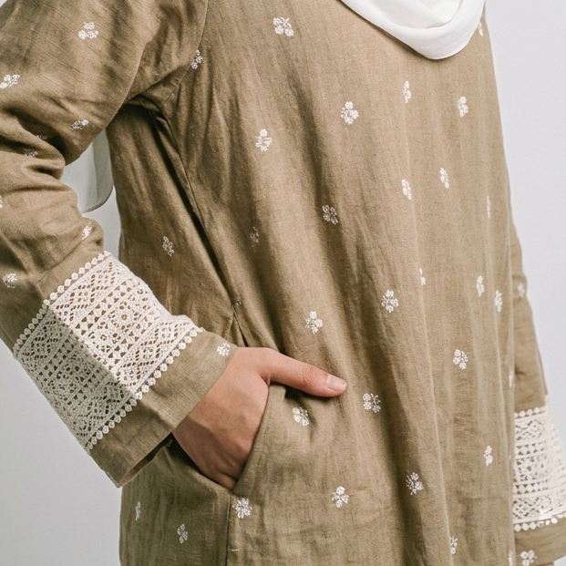(Misty) Linen Abaya in Choco