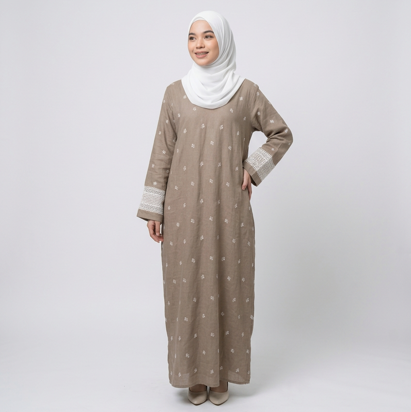 (Misty) Linen Abaya in Choco