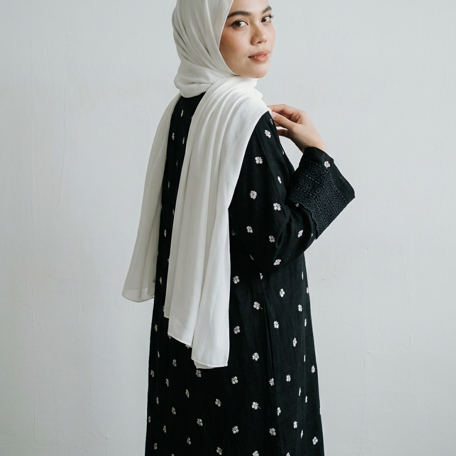 (Misty) Linen Abaya in Black