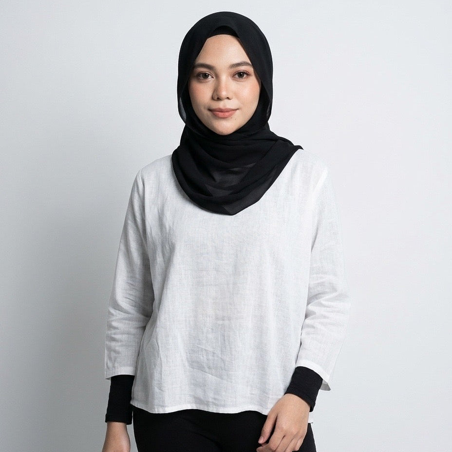 Cotton Linen Inner Top in Pure White