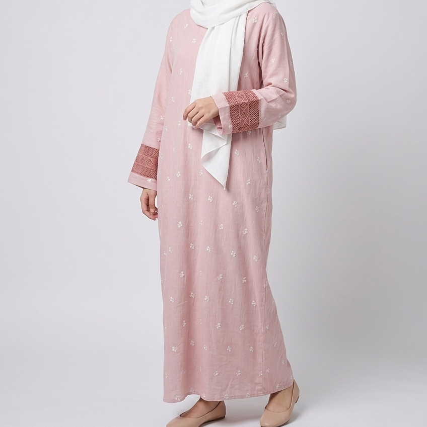 (Misty) Linen Abaya in Rose