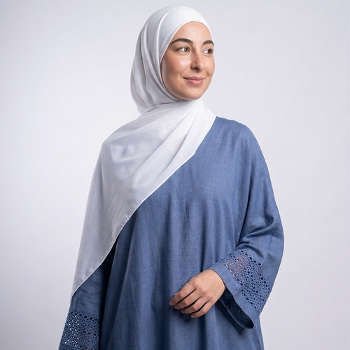 (Dune) Linen Abaya in Light Blue